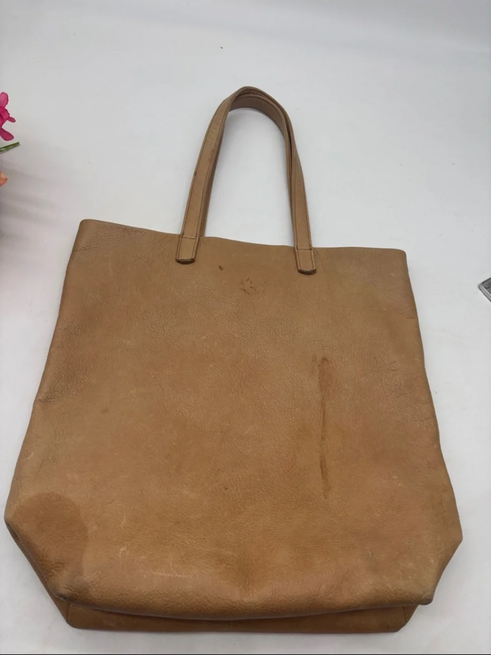 Baggu Leather Tote Bag in Tan - Classic Women’s Carryall As is condition - Picture 7 of 10